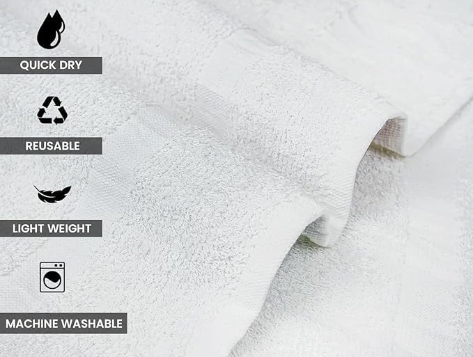 Collection Bath Towel 22x44 – White Bath Towels for Spa, Salon, Gym