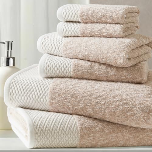 Madison Park Hayden 6 Piece Bath & Hand Towel Set, 550 GSM, Beige Tan