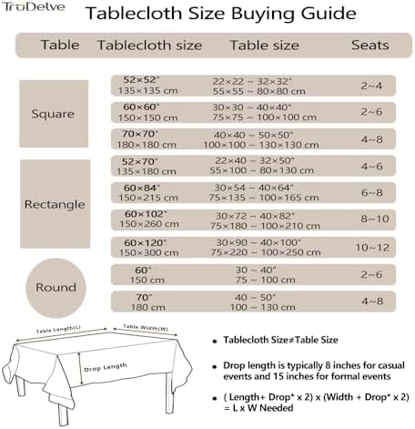 TruDelve Cloth Tablecloth Rectangular Beige Checkered Cotton Table