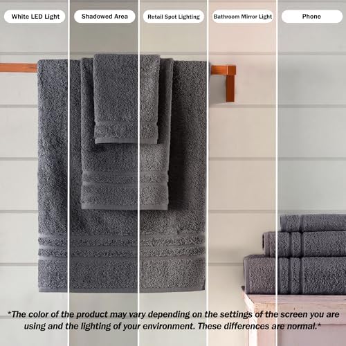 Hawmam Linen Towel Set, Turkish Cotton, 6 Pack, Cool Grey