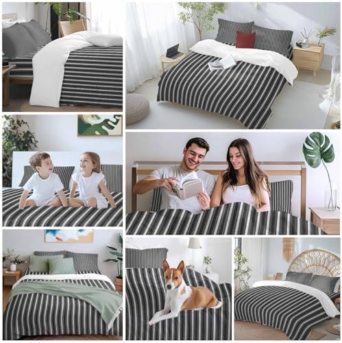 Geometric Grey, Duvet Cover Set Queen Size, Abstract Contemporary