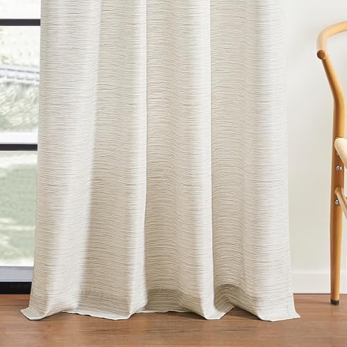 DKNY Khalipa Light-Filtering Curtains Backtab 50 x 96 Linen Beige, 2