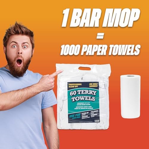 Arkwright TT60 Terry Cloth Rags, Pack of 60, 100% Cotton Cleaning