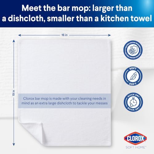 Clorox Ribbed Bar Mops - 100% Cotton Quick Dry Extra Large Dishcloths