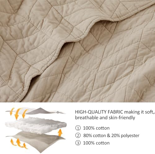 palassio Dark Beige Cotton Quilt King Size Bedding Sets with Pillow