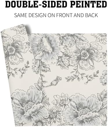 Grey Farmhouse Flowers Placemats Set of 4 Grey and Cream Floral Print
