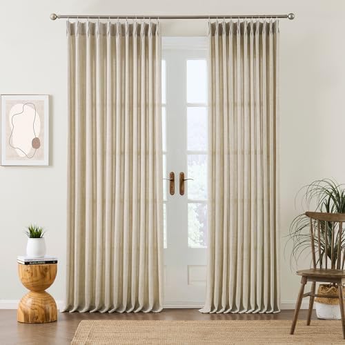 RAIN CITY Beige Pinch Pleated Sheer Curtains 94 Inches Long,W50 x L94