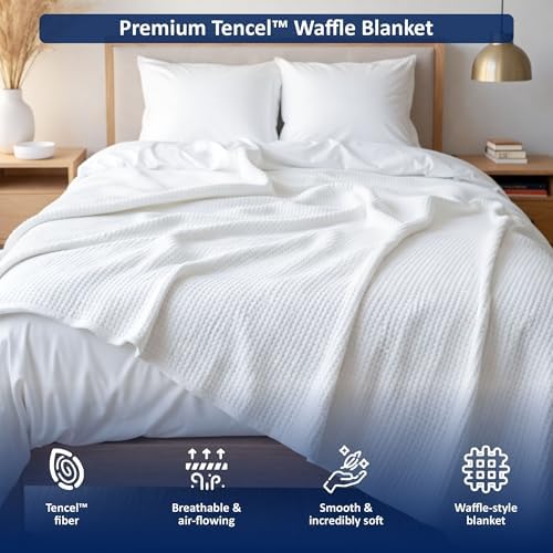 Cottingon Waffle Blanket California King Size, Tencel Cotton