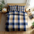 Minimalist Style Reversible Duvet Cover Set King Size, Geometric Grid