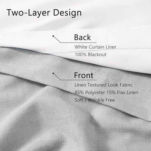 Grey Pinch Pleated Back Tab Memory Trained Full Blackout Curtains 84"