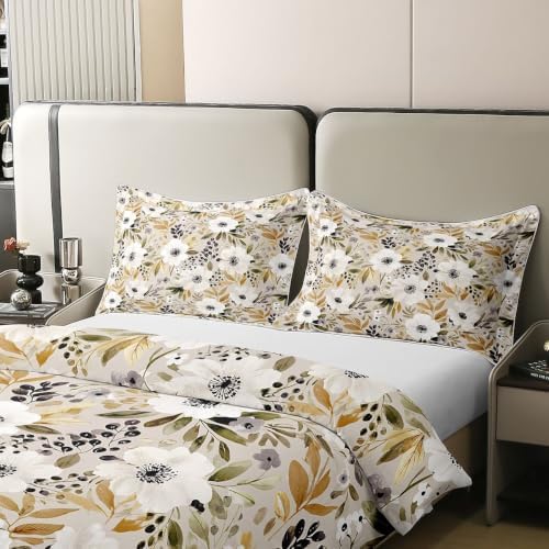 Feelyou Kids Boho Daisy Flower Duvet Cover 100% Cotton Queen Size