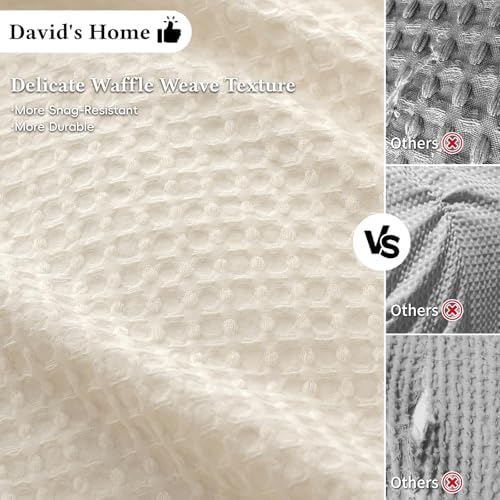 David's Home Textured Waffle Weave Duvet Cover Set, Twin, Cannoli