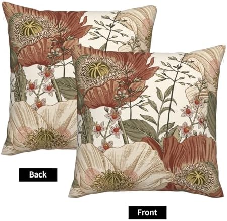 Vintage Flower Pillow Covers 18x18 Set of 2 Floral Botanical
