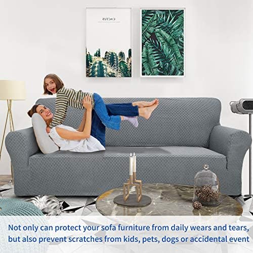ZNSAYOTX 1 Piece Jacquard Couch Covers for 3 Cushion Couch Living Room