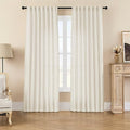 Joydeco Linen Curtains 2 Panel Set, Ivory on Linen Curtains 108 Inch