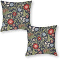 William Morris Flower Pillow Covers Set of 2, Vintage Red Flower Green