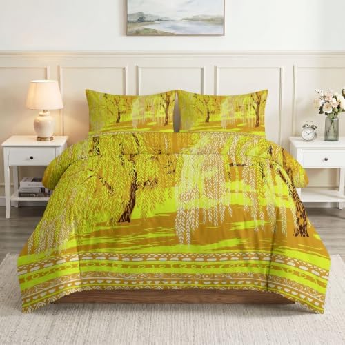 King Duvet Cover Set Autumn Scenery Forest Trees Printed Duvet Cover