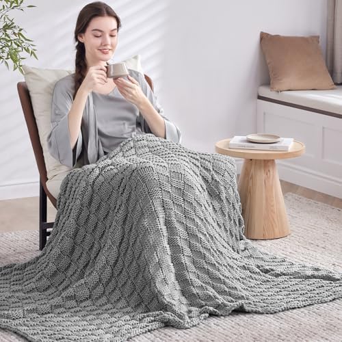 Knitted Weighted Blanket for Adult, No Beads Heavy Blanket 48"x72"