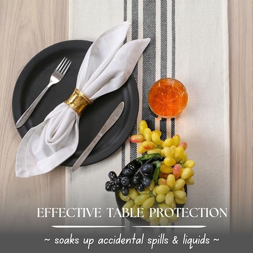 Native Fab Black Stripe Table Runner - 90 Inches Long Boho Table