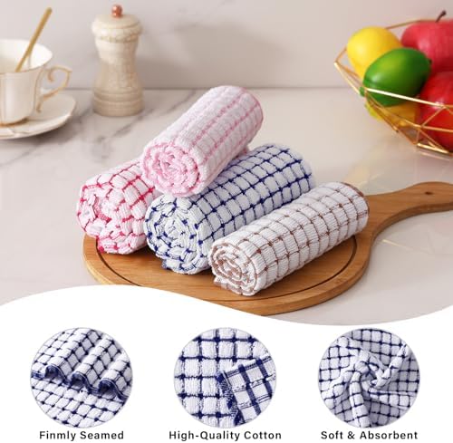 Kitinjoy Cotton 24 Pack Terry Kitchen Towels, Mix Colour