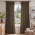 NICETOWN Coffee Brown Pinch Pleated Thick Linen Curtains, W40xL96, 2