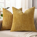 decorUhome Textured Chenille Throw Pillow Covers 20x20 Set of 2 Yellow