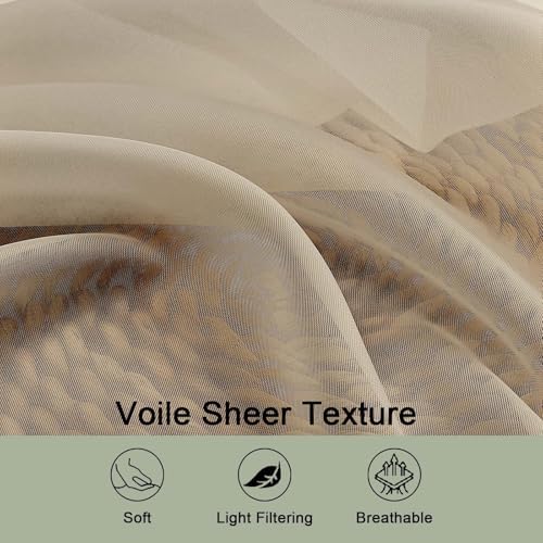 OWENIE Taupe Sheer Curtains 72 Inch Long 2 Panels for Living Room 59"