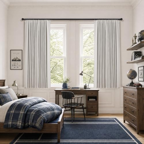 Jowels Beige Linen Blackout Curtains 72 Inches Long 2 Panels for