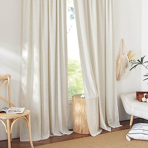 NICETOWN Natural Linen Curtains for Bedroom, Back Tab & Rod Pocket