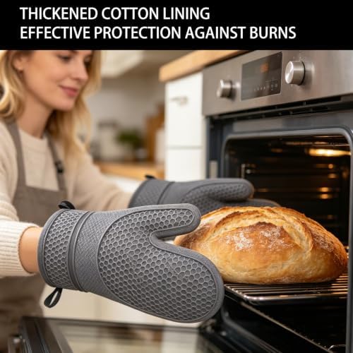 ISQ 6Piece Silicone Oven Mitts and Pot Holder Set Heat-Resistant up to