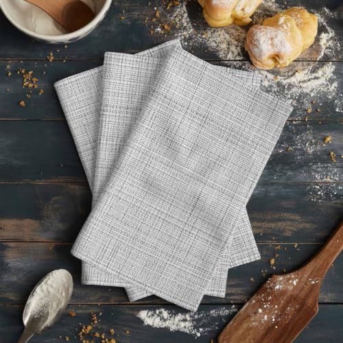 Grey Rustic Kitchen Towels Set of 4, Absorbent Microfiber Soft Dish