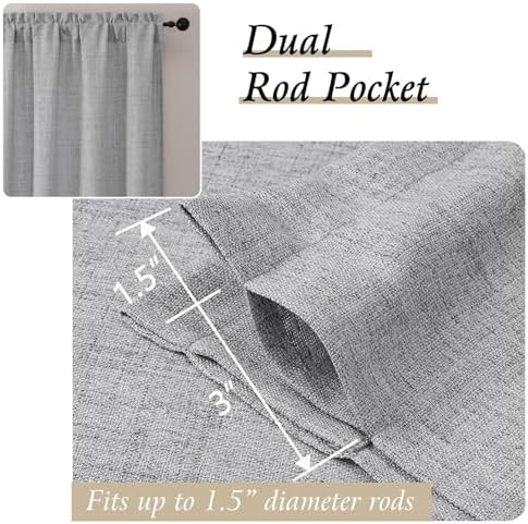 Aiyufeng Grey Curtains for Bedroom 63 Inch Length 2 Panels Set,Faux
