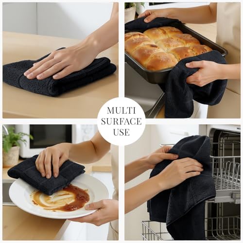 Homaxy 100% Cotton Kitchen Towels 18"x28", 6 Pack Dish Towels, Black