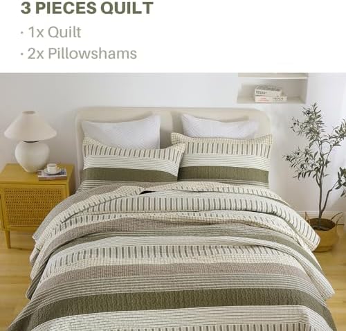PANGUSHAN 100% Cotton Quilt Set King Size, Patchwork King Quilt