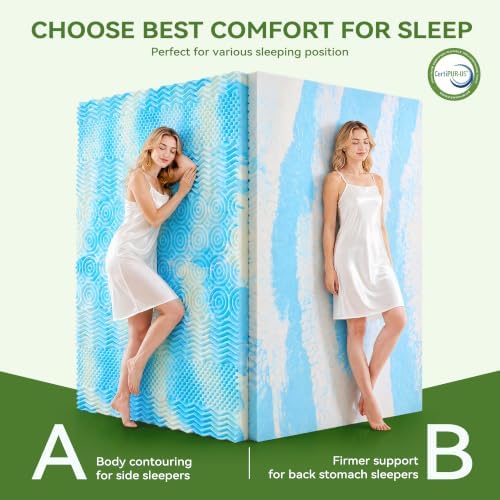 BDEUS Queen Size Dual Layer 4 Inch Memory Foam Mattress Topper, 2 Inch