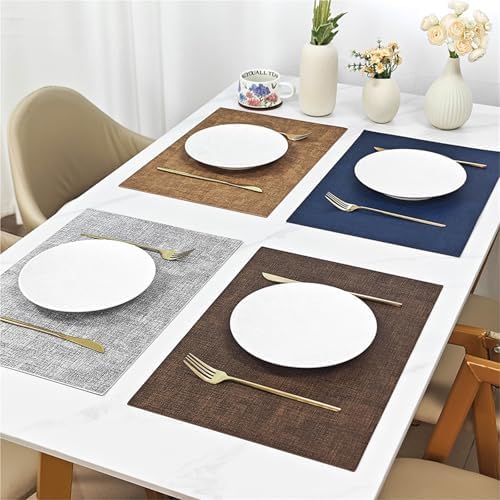 Faux Leather Placemats Set of 4/6, Heat Resistant Waterproof Dining