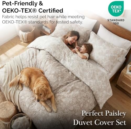 Reversible Paisley Duvet Cover Queen Size / Full Set 3 Piece Boho