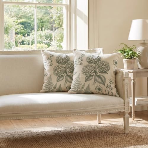 B BBPM Sage Green Hydrangea Pillow Covers Set of 2, 22x22 Vintage