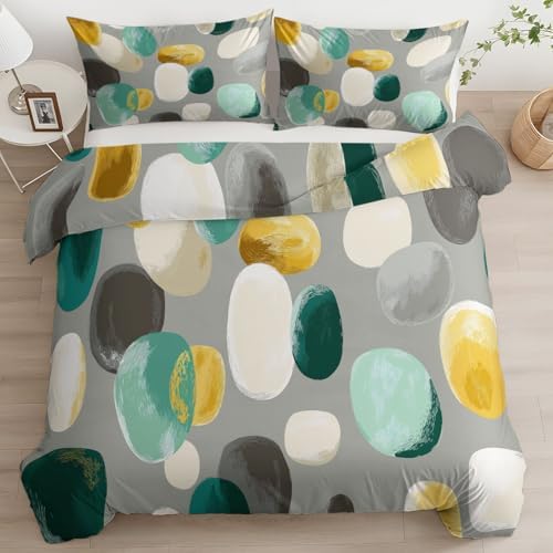 Modern Abstract Elliptical Design Duvet Cover Set Queen Size, 3 Pieces
