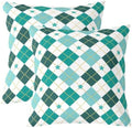 Erosebridal Grid Checkered Green Set of 2 Throw Pillow Covers 20x20