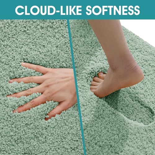 Microfiber Thick Bathroom Rugs Sets 3 Piece, Flurry Non Slip Bath Rug
