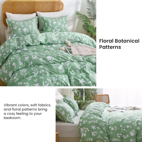 Mooreeke Duvet Cover King Size, 3 PCE Grayish Green Duvet Cover Set