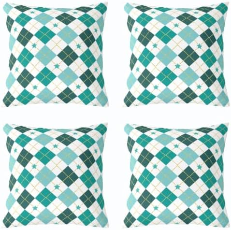 Erosebridal Grid Checkered Green Set of 2 Throw Pillow Covers 20x20
