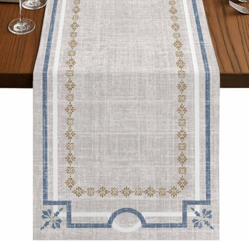 Ivory White Farmhouse Table Runner 72 inches Long Linen Texture