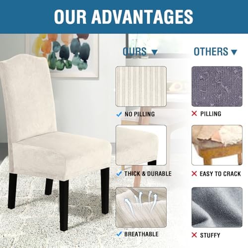 H.VERSAILTEX Velvet Dining Chair Covers Stretch Chair Covers for