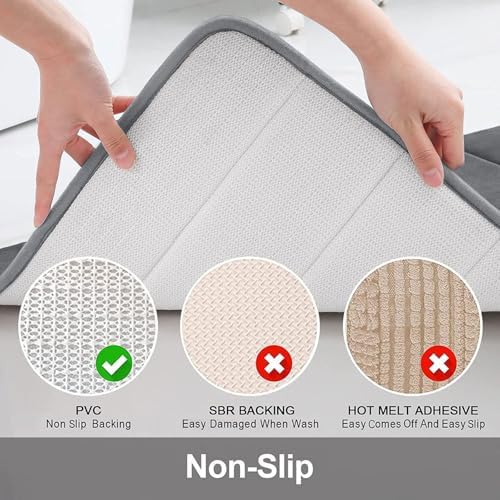 Buganda Meomry Foam Bathroom Mat and Toilet Rugs U-Shaped 4 Pieces, 1