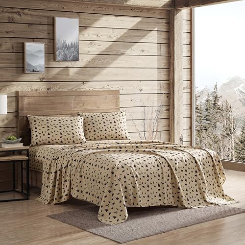 Cozy Cabin 4-Piece Full Microfiber Sheet Set, Brown Tan Green