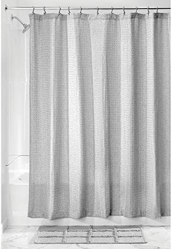 InterDesign Waffle Weave Fabric Shower Curtain, Luxury Hotel Style for