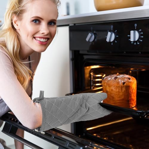 2 Pairs 17 Inch Extra Long Oven Mitts Heat Resistant, Grey