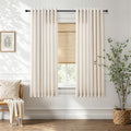 Hokibero Cream Grommet Linen Curtains 63 Inches Long for Living Room